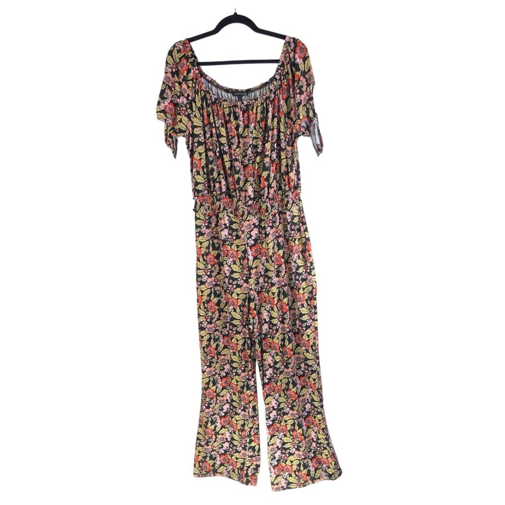 Derek Heart Plus Floral Off Shoulder Jumpsuit Colorful Size 1X